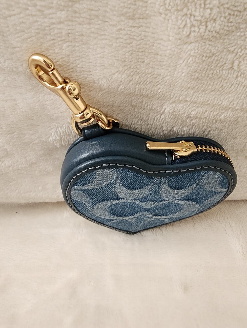 Coach Denim Heart Bag Charm/Coin Purse - Picture 5 of 5